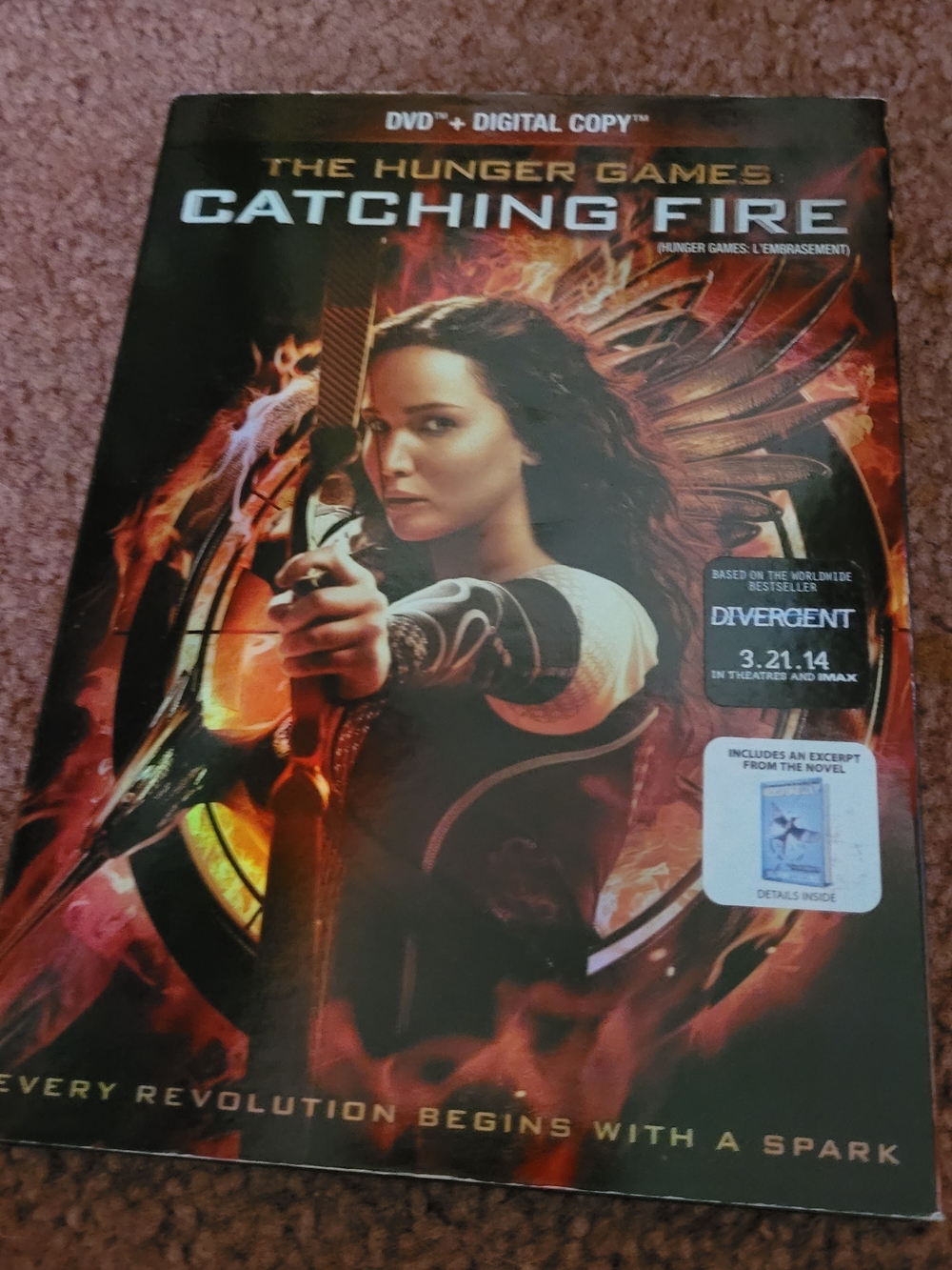 The Hunger Games: Catching Fire DVD - Black & Orange Cover